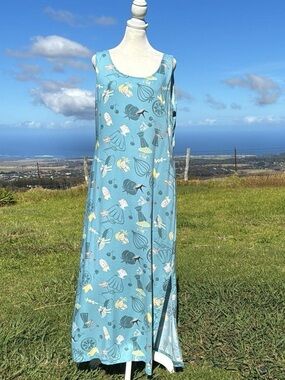 Vintage Y2K Tank Maxi Dress Picnic Bbq Print Weekend Traffic XL
